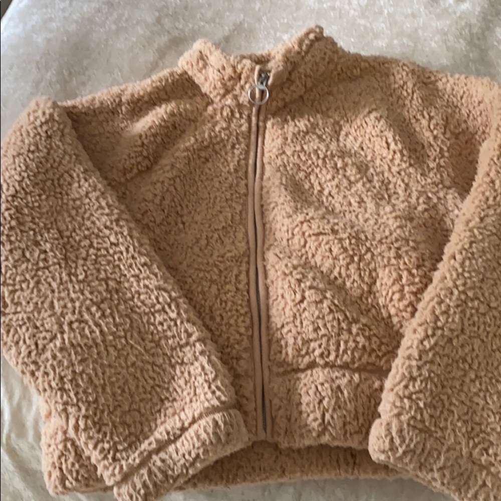 Hollister zip up teddy jacket.